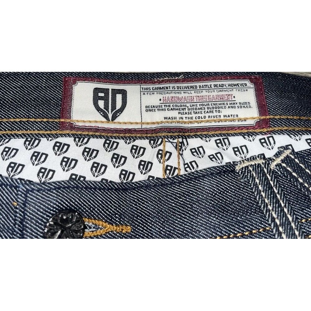 NEW Deadstock Y2K Artful Dodger Mens Jeans Embroidered & Bejeweled Size 42x35 - Picture 5 of 16